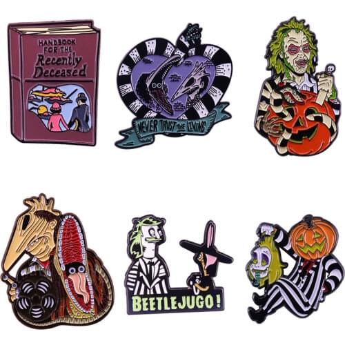 Beetlejuice Handbook for The Recently Deceased Enamel Pin and Brooch Halloween Gothic Laple Pin Fans Collection Gifts