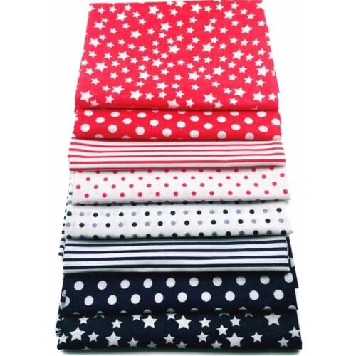 8pcs 50x50cm Diy Sewing Patchwork Red Blue Cotton Fabric Fat Quarter Bundle Textile Patchwork Tissue For Bags Hats Baby Clothes