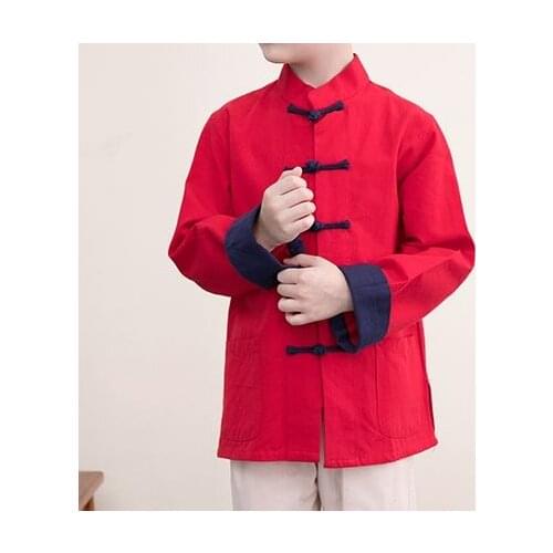 Unisex cotton Spring&Autumn boys&girls children tops kids traditional tang suit suits kung fu coat martial arts jacket
