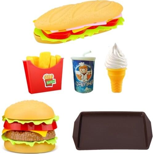 Hamburger Toy Hotdog Kitchen Girl Toys Miniature Kitchen Pretend Play Food Set Kitchen Set For Girls Burger Simulation Snack Toy