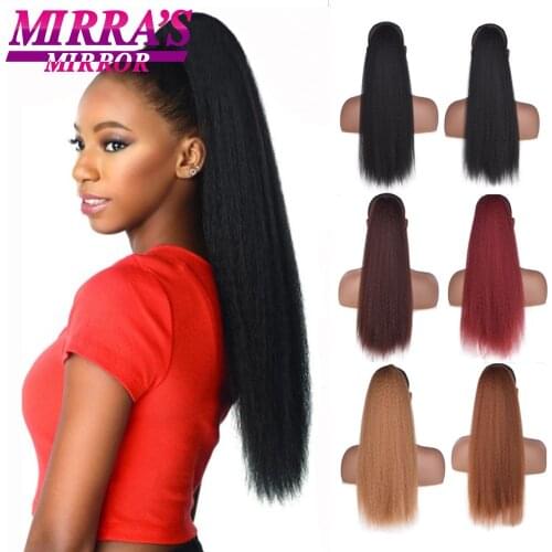 Yaki Ponytail Extension Long Straight Kinky Straight Clip in Wrap Around Ponytail Hair Extensions for Black Women