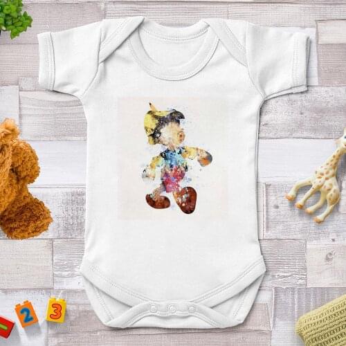 Summer Short Sleeve Baby Kids Clothes Baby Boy Rompers Newborn Jumpsuits Baby Girl Printed Bodysuit White Breathable Infant Tee