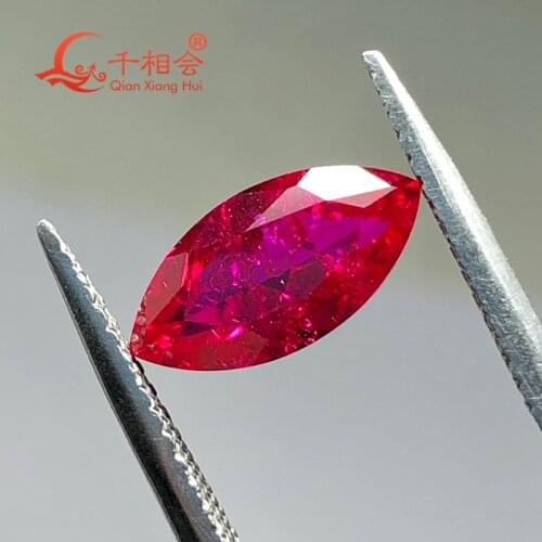 Marquise shape artifical ruby 5# red color natural cut including minor cracks and inclusions corundum loose gem stone