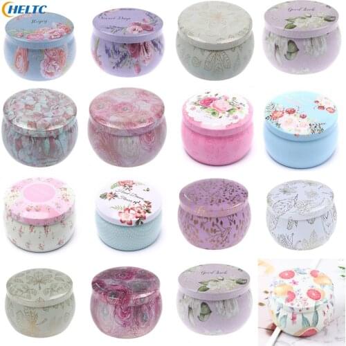 Mini European Wedding Fresh And Lovely Round Color Flower Tea Aromatherapy Candle Tin Box Wedding Gift Box Girl Jewelry Storage