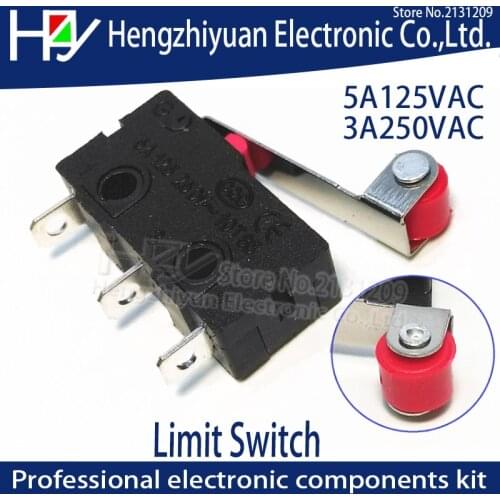 Hzy Mini Micro Roller Lever Arm SPDT Snap Action LOT 3A 250V AC 5A 125V NC-NO-C With Pulley 3 Feet Stroke Limit Switch