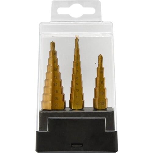 HSS Steel Titanium Step Drill Bit Set 4-12/20/32mm Metal Hole Cutter Wood Cone Core Drilling Hole Saw Tool Hex Core Drill Bits