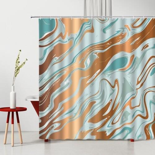 Shower Curtain Set Marble Pattern Geometry Pattern Bathtub Decorative Accessories Hanging Curtain Multiple Size With Hooks