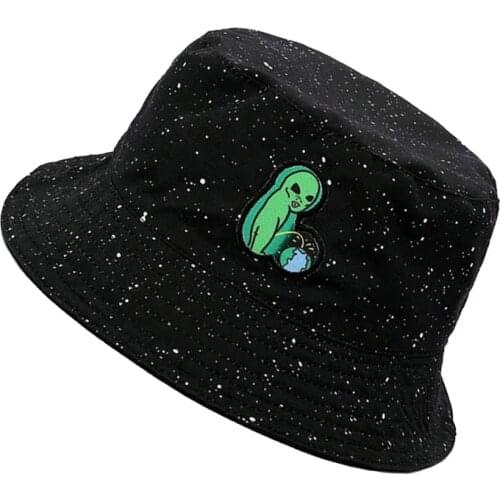 Fashion cotton Alien embroidery Bucket Hat outdoor travel hats alien Sun Cap Men and Women Fisherman caps panama