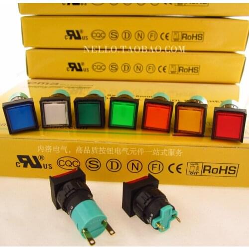 [SA]EMA indicator Push Button Switch 16mm 01P-SI40.Q 01P-SI40.S square LED DC6V DC12V DC24V AC110 AC220V--10pcs/lot