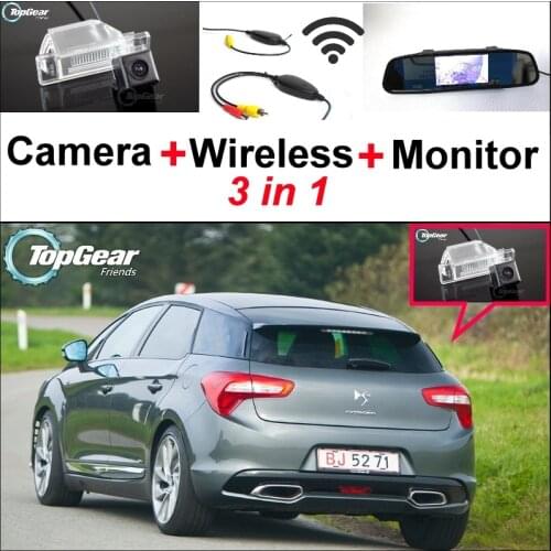 3 in1 Special Rear View Camera + Wireless Receiver + Mirror Monitor Easy DIY Parking System For Citroen DS5 DS 5 2011~2015