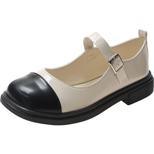 Leather Shoes Women Color Matching Mary Jane Platform Loafers Zapatos Mujer Verano 2021 Chaussure Shoes For Women Dames Schoenen