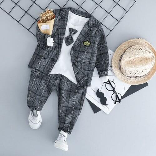 2020 spring Korean childrens clothing male suit baby cute childrens suit three-piece suit jacket + long sleeves + trousers