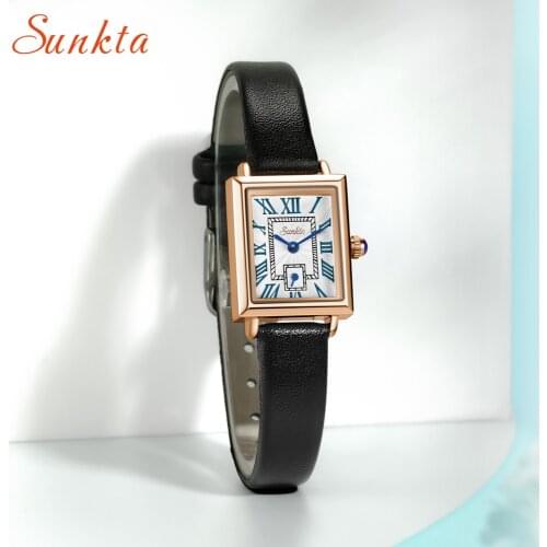 SUNKTA Watch Ladies Ultra-thin Women Watches Top Brand Luxury Fashion Rectangular Small Dial Watch Waterproof Quartz Wristwatch