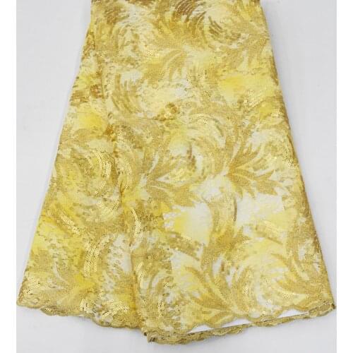 Gold Color African Sequins Lace Fabric 2021 High Quality French Net Lace Fabric Organza Embroidery Nigerian Lace Fabrics Wedding