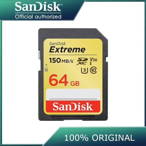 100% Original SanDisk Extreme PLUS SD Card 150MB/s 64GB 32GB 128GB cate sd for Cameras SDHC SDXC U3 Memory Cards Class 10
