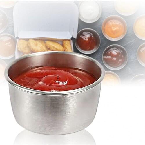 12Pcs Stainless Steel Condiment Saucer Dipping Cups Chilli Ketchup Container
