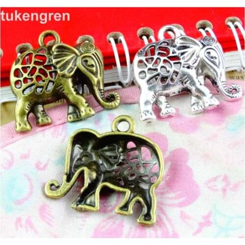 20pcs Antique Silver Plated Bronze Animals Elephant Charms Pendants Jewelry Making DIY Accessories Charm Handmade Crafts