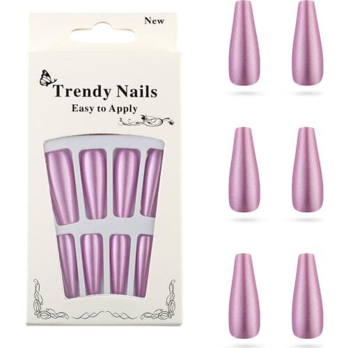 20Pcs/box Detachable False Long Coffin Fake Nails Solid Color Ballerina Full Nail Art Tips Set Manicure Tools with 10 Sizes