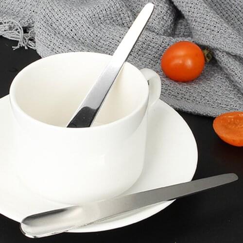 5PCS QueenTime Coffee Spoon Stainless Steel Flat Spoon For Dessert Small Coffee Scoop Mixer Stirring Bar Spoon Kitchen Tableware