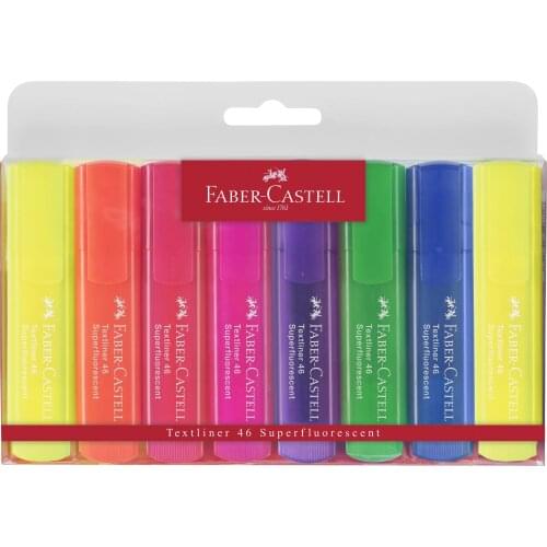 8pcs Faber Castell Textliner Highlighter for 8pcs Set Superflourescent 46 Brilliant Vibrant Colors Writing Art Marker Pen Refill