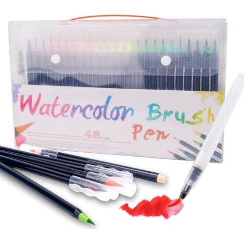 Watercolor Markers For Drawing Felt-Tip Pens Set For Children Water Coloring Brush Pen Lettering Art Supplies 20/24/48 Colors