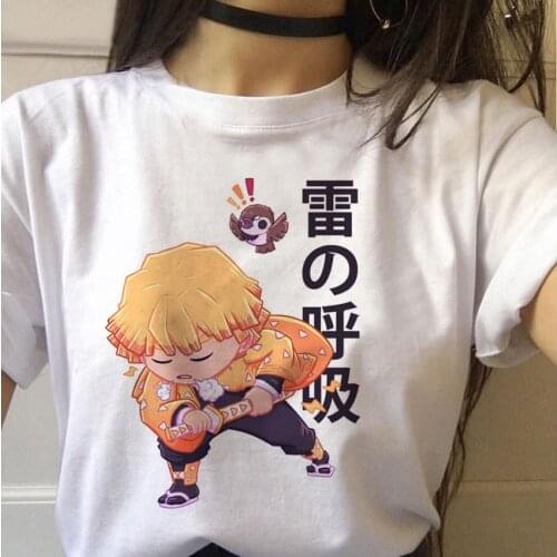 Anime Funny Woman T-Shirt New Devil Killer T-shirt Graphic Top Print Streetwear Punk Kimetsu Without Yaiba T-Shirt Clothes