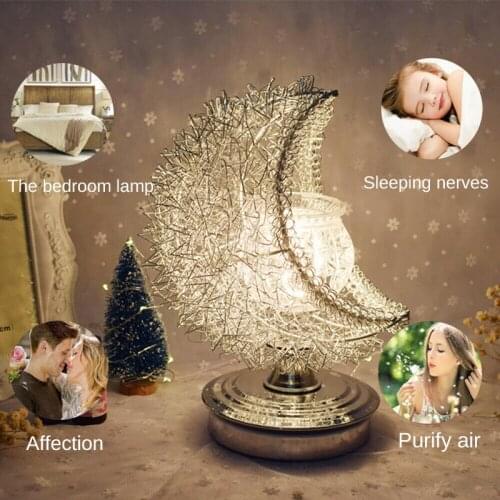 Desire Aroma Lamp Silver Moon Electric Wax Melt Oil Burner Light Bedside Lamp Creative Gift For Valentines Day