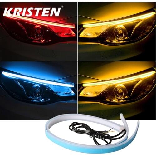 Car LED DRL Strip 30CM 45CM 60CM Turn Signal Light Flexible Soft Tube Guide Lamp Cars Daytime Running Lights 12V Fog lights
