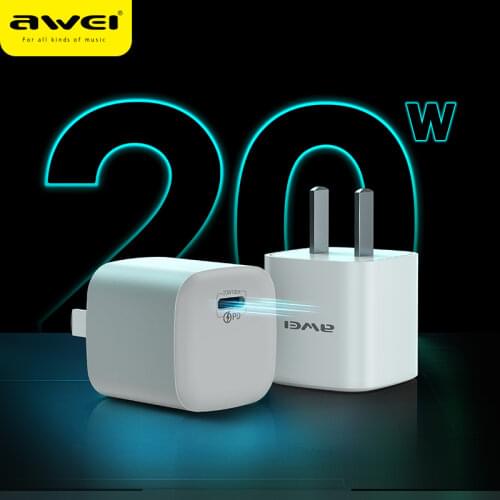 Awei PD C21 20W Mini Portable Super Fast Charge Charger For Phone US Type-C Quick Charging Power Adapters For iPhone11,12 Xiaomi