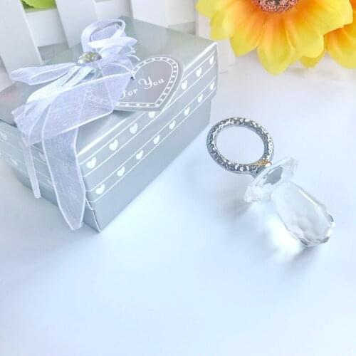 FREE SHIPPING 5pcs/lot Crystal Baby Shower Favors Crystal Collection Cute Crystal Pacifier Gifts Baby Christening Gifts