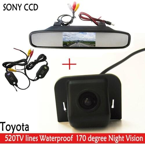 Wireless SONY Parking Night Vision 170 Car Rear View Camera With 4.3 inch Car Rearview Mirror Monitor for TOYOTA Prius 2012