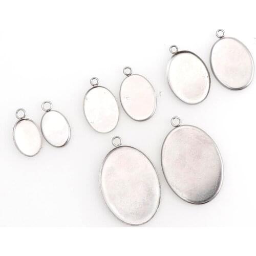 10Pcs/Lot Stainless Steel Blank Bezel Cabochon Base Setting Charms Pendant Fit Jewelry Making Supplies