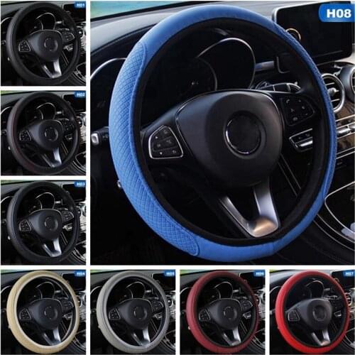 Car Steering Wheel Cover Without Inner Ring Elastic Band Grip Cover Black Microfiber Leather Car Auto Steering Wheel Cover