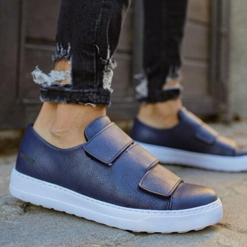 Chekich Men Sneakers Navy Blue Faux Leather Daily Shoes Velcro Style Casual Lightweight Design Many Color Options Odorless Comfort New Arrival 2021 Spring & Autumn Fashion Office Suits Wedding CH007 V5