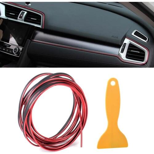 DWCX Car 5 Meter Auto Red Flexible Interior Moulding Decorative Strip Trim Line DIY Accessories For VW Audi Mazda Hyundai Kia