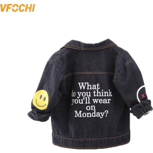 VFOCHI Boy Girl Denim Jacket Autumn Fashion Jacket Children Clothing Baby Girls Clothes Outerwear Unisex Boys Girls Denim Jacket