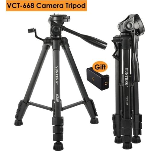 Photography Pro DSLR Camera Aluminum Alloy Tripod w/ 3-Way Panel Ballhead for Canon Nikon Sony SLR Max Load 3kg, Gift Phone Clip