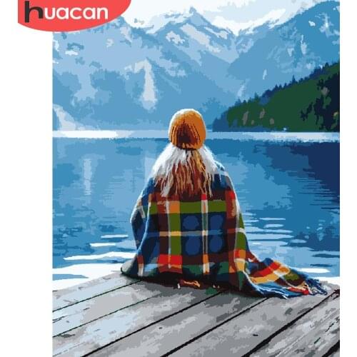 HUACAN DIY Painting By Number Girl Drawing On Canvas HandPainted Art Gift Pictures By Number Scenery Kits Home Decor