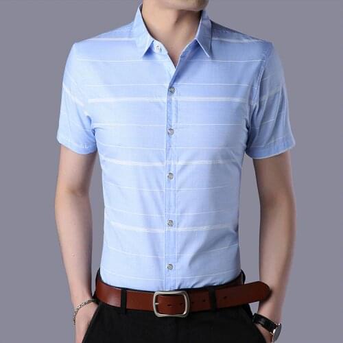 Best Sales Cheap Casual Formal Slim Fit Mens Fashion Cotton Striped Short Sleeve Shirts