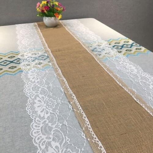 Linen Lace Table Runner Natural Burlap Wedding Table Runners Modren For Christmas Party Restaurant Table Decoration