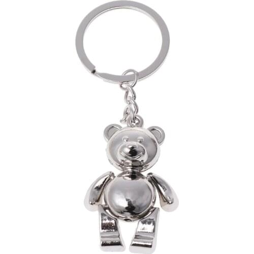 Metal Movable Bear Keychain 3D Animal Kering Women Car Handbag Charm Accessory W0YA