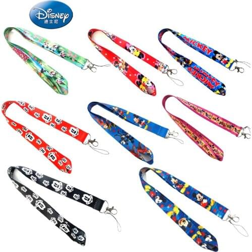 Disney Mickeys New Animation Pet Multi-function Keychain Mobile Phone USB Neckband Lanyard for Card Badge Holder Webbing Ribbon