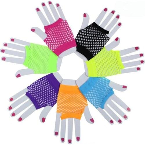 Fashion Mesh Gloves for Women Short Wrist Nylon and Spandex Mitten