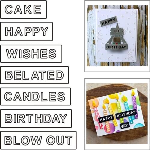 2021 New English Words Happy Birthday Cake Candles Metal Cutting Dies For Mould Cut Making Greeting Card Scrapbooking No Stamps