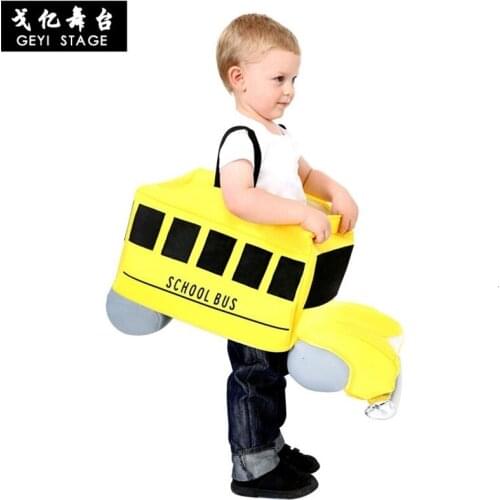 Hollywood New Costume Adult Kids Yellow School Bus Baby Party Role Cosplay Costumes For Men Women Cartoon Suit Clothing