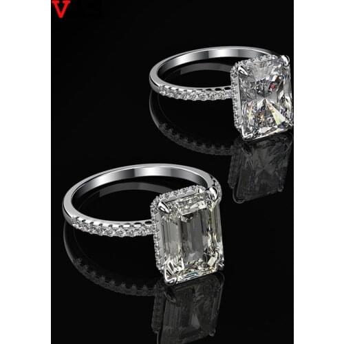 OEVAS 100% 925 Sterling Silver Sparkling High Carbon Diamond Cocktail Rings For Women Engagement Party Fine Jewelry Wholesale