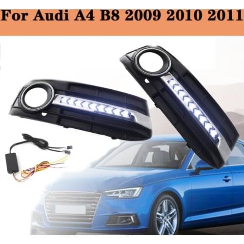 Front Bumper Grille Flowing Led Fog Light Signal DRL 8KD807682 8KD807681 For Audi A4 B8 2009-2011