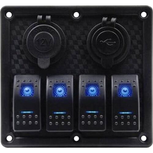 Easy Install Safety 4 GANG Rocker Switch Panel Circuit Breaker Car Marine