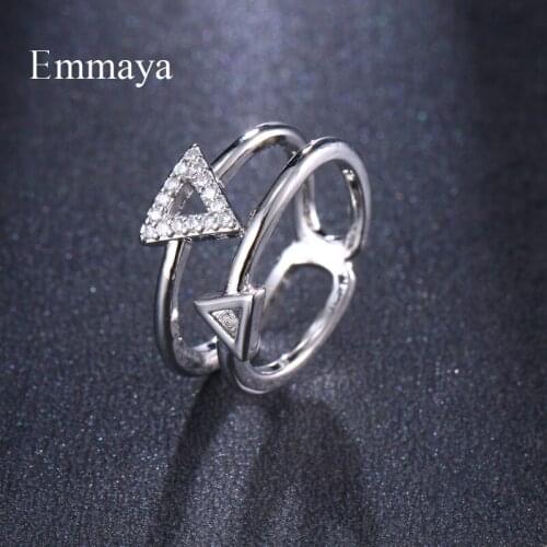 Emmaya Simplicity Model Hollow Out Differernt Size Triangle Full Of Cubic Zircon Ring Women Fashion Trend Simple Style In Party