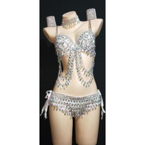 Hand-Sewn crystal Diamond yellow Latin dancer dress Ladies ds ballet costume ballroom singer disco dj dance dresses